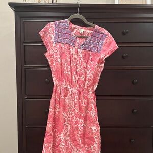 J. Crew Pink and Blue Midi Dress